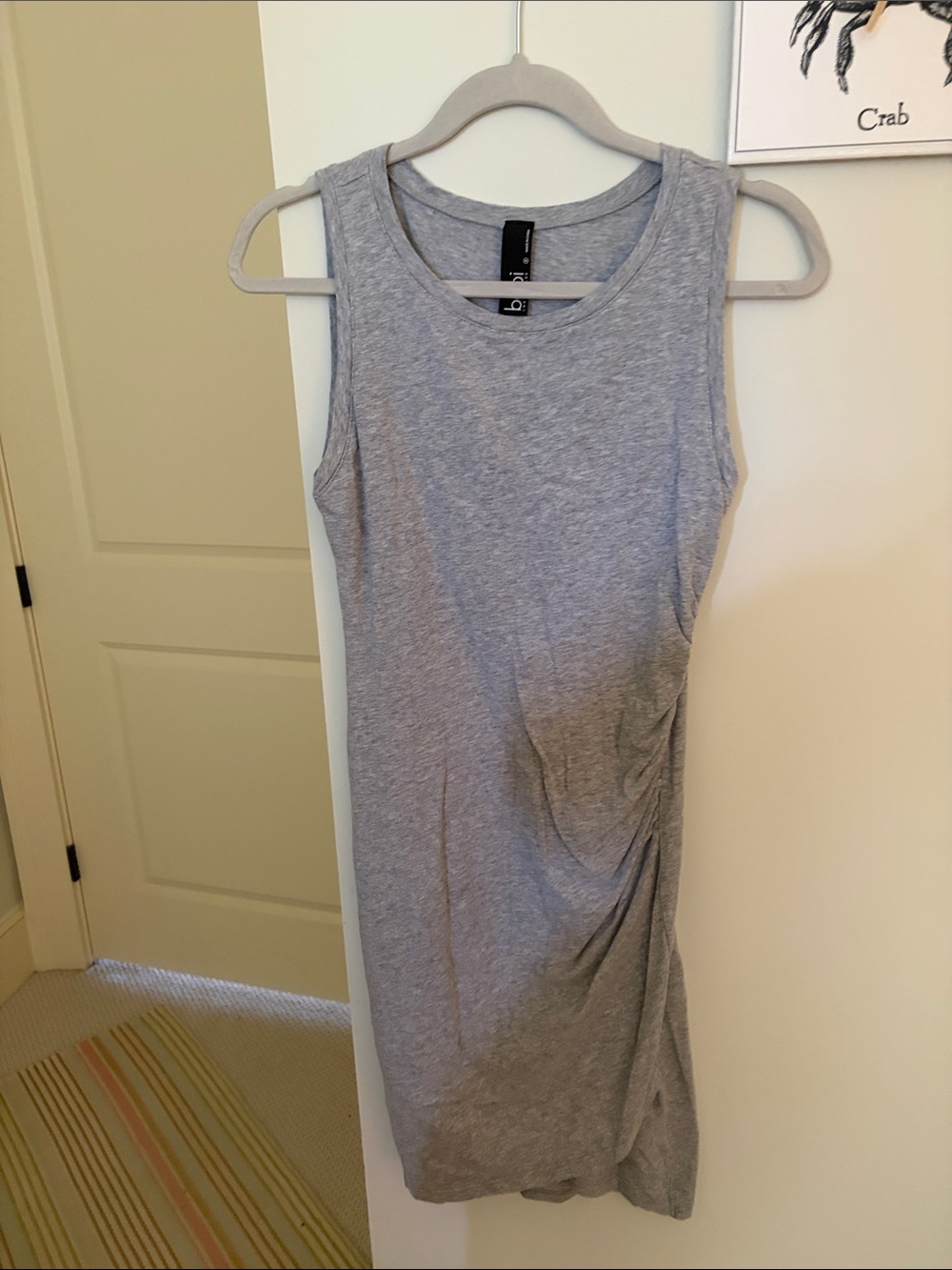 Sleeveless Gray Ruched Side Women's Tank T-shirt Dress